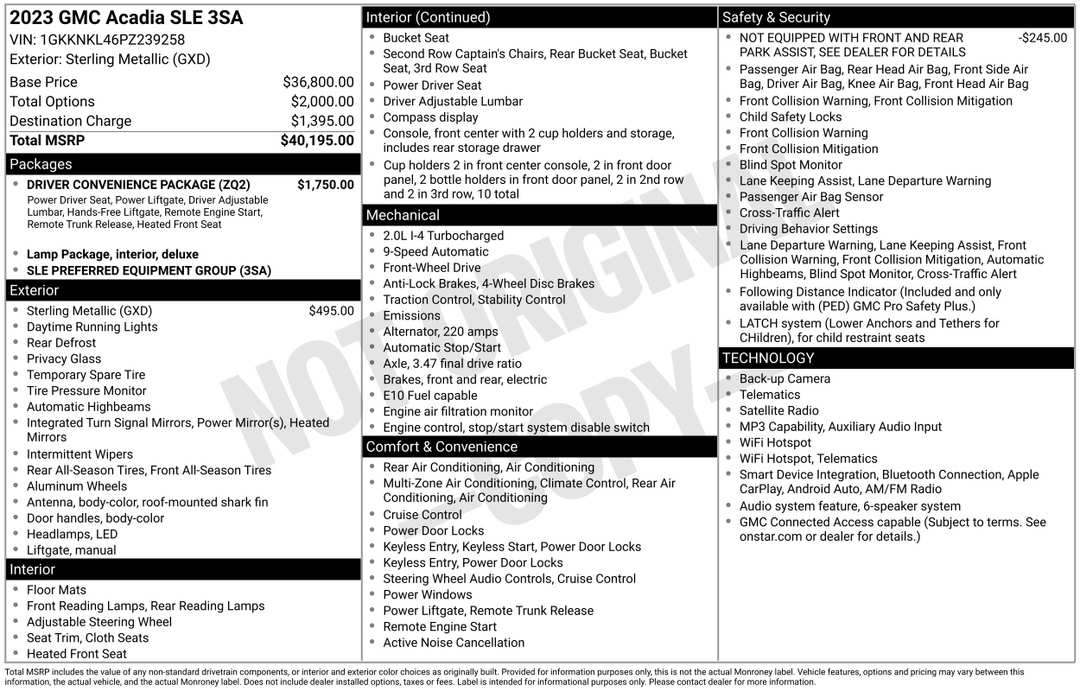2023 GMC Acadia SLE - Image 2