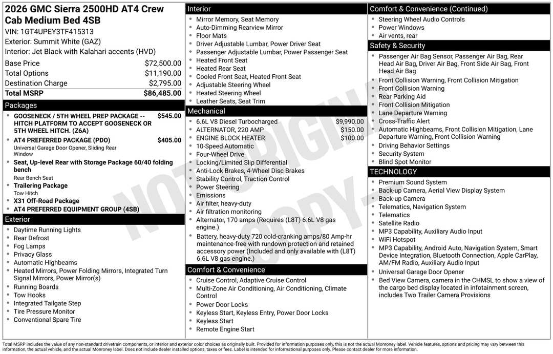 2026 GMC Sierra 2500Hd AT4 - Image 3