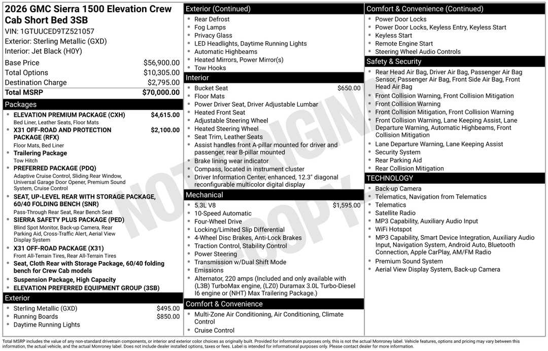 2026 GMC Sierra 1500 Elevation - Image 3