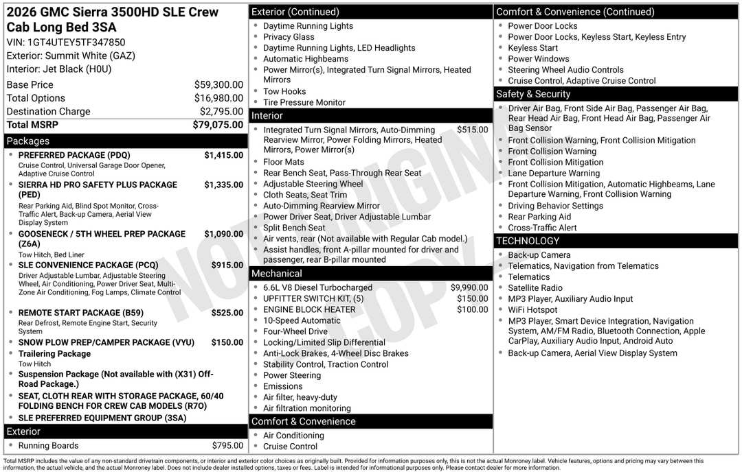 2026 GMC Sierra 3500Hd SLE - Image 3