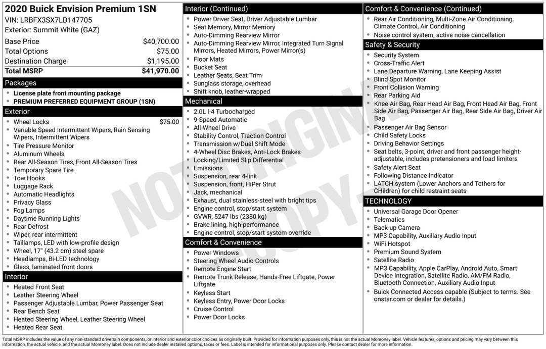 2020 Buick Envision Premium I - Image 2