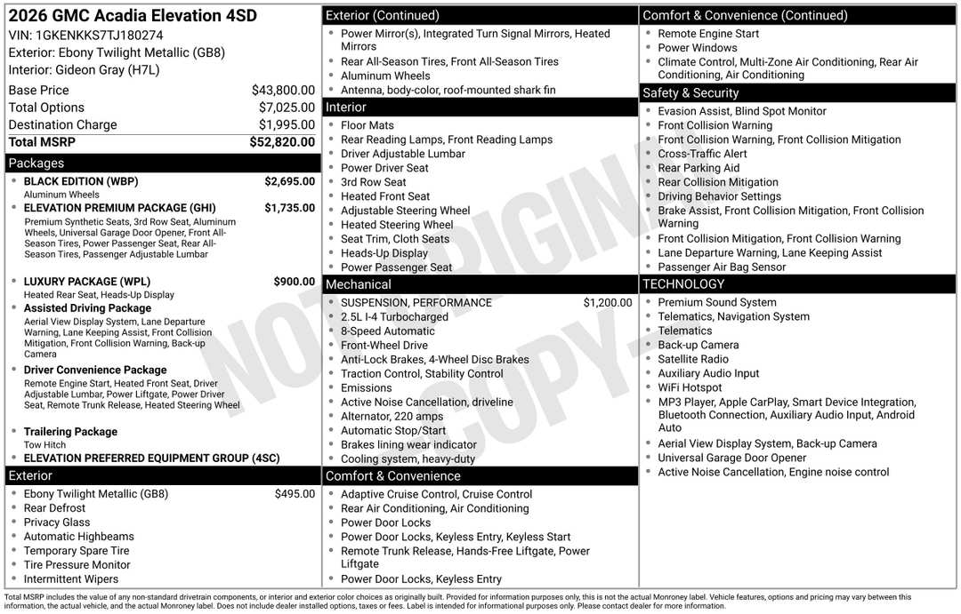 2026 GMC Acadia Elevation - Image 3