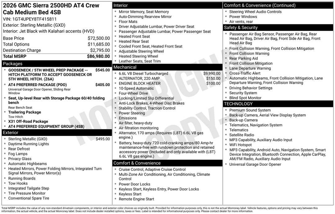 2026 GMC Sierra 2500Hd AT4 - Image 3