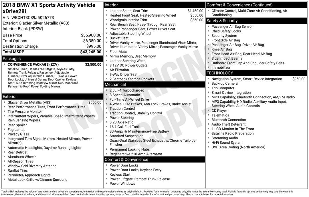2018 BMW X1 xDrive28i - Image 3