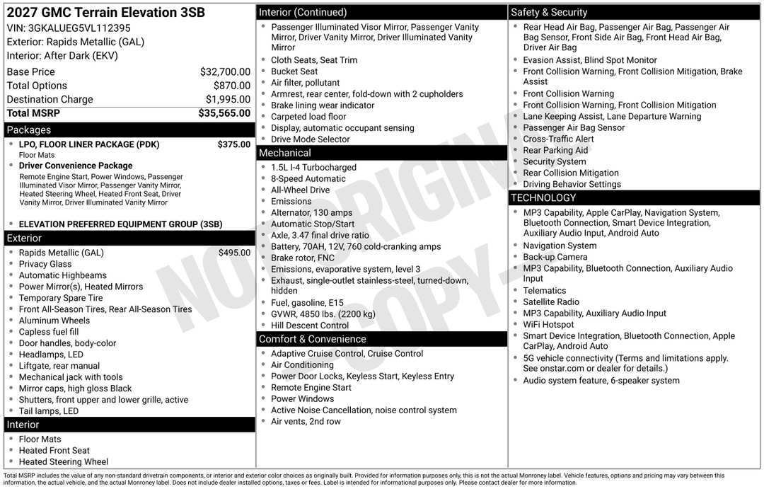 2027 GMC Terrain Elevation - Image 3