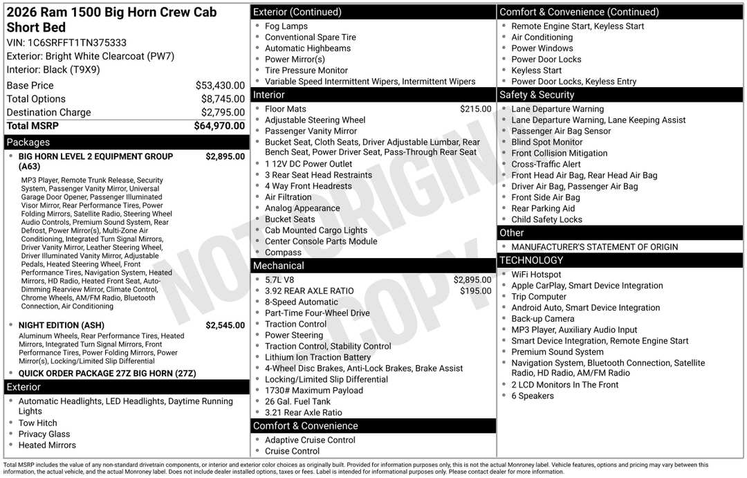 2026 Ram 1500 Big Horn/Lone Star - Image 2